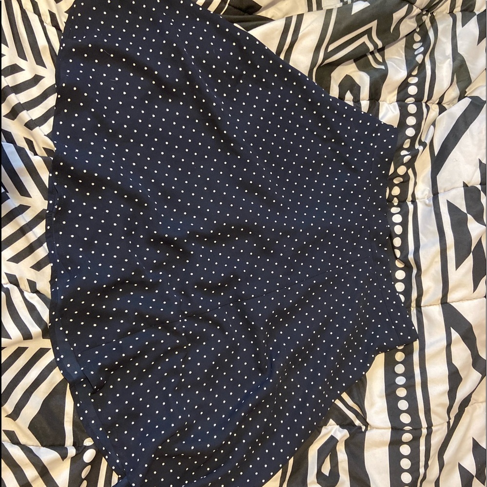 Navy blue & white polkadot skirt